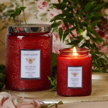 200g奢华浮雕玻璃杯香薰蜡烛批发伴手礼高级香氛摆件无烟大豆蜡