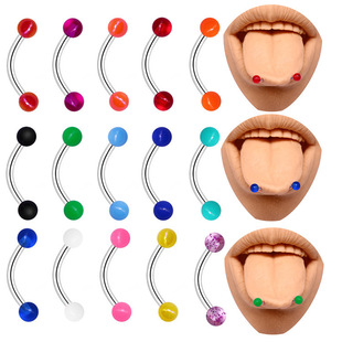 Gaibei European and American cross-border acrylic color tongue nail puncture tongue nail simple neutral style UV ball puncture jewelry manufacturer