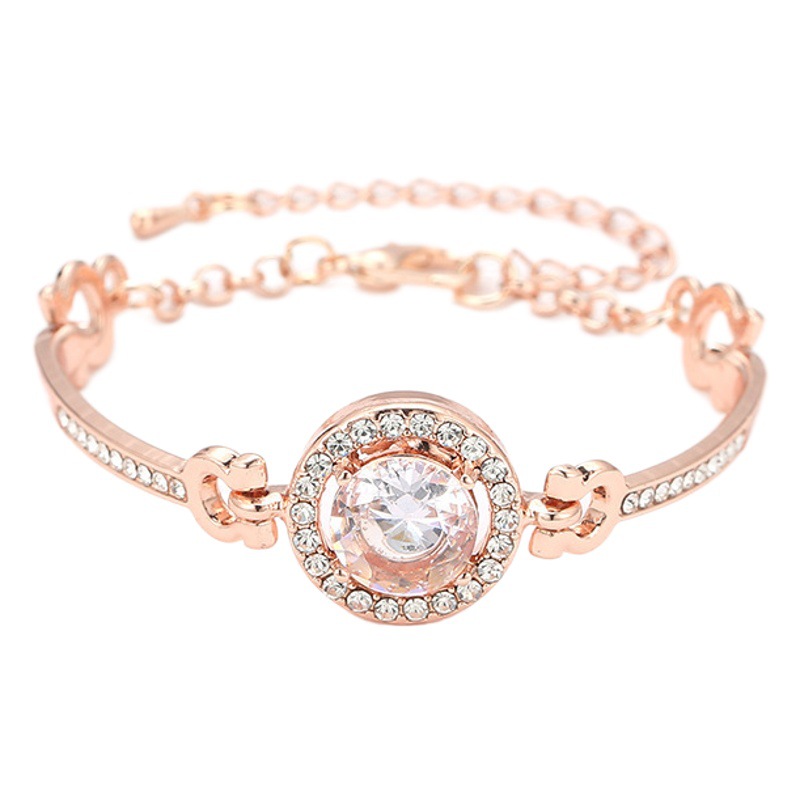 Hot Selling Fashion Full Diamond Gem Bracelet Women's Simple Eight Arrows Heart-piercing Zircon Bracelet Cross-border Jewelry Factory Supply