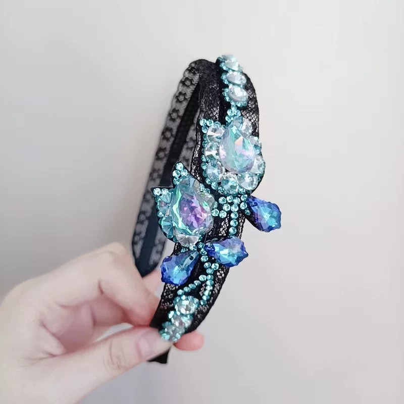 涵筱 Новый кристальный тюльпановый сетчатый полукруглый ободок для взрослых, женственный, широкая кромка, противоскользящий, пресс‑для волос, оптовая партия