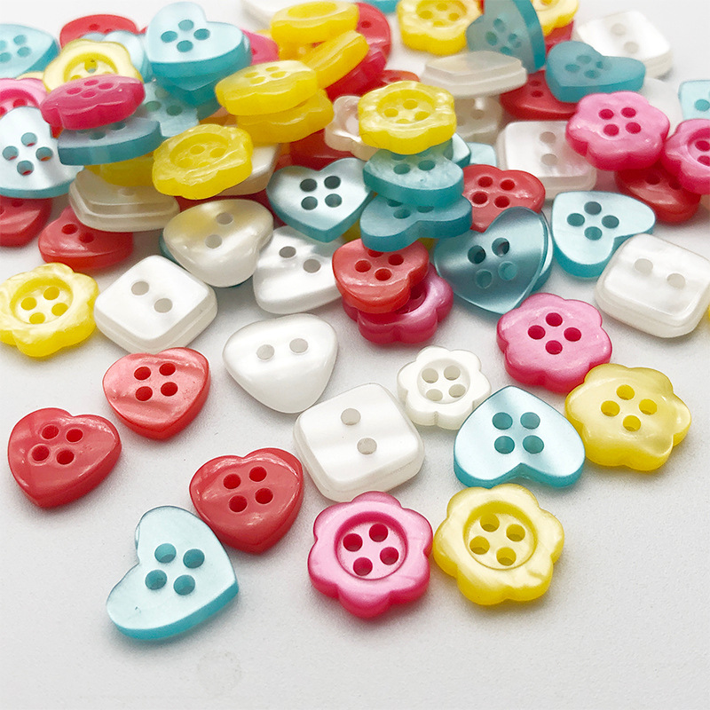 男女士衬衫百搭儿童开衫方形扣子通用雪纺韩版衬衣装饰桃心纽扣