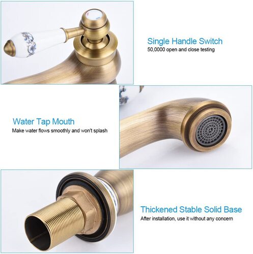 European antique retro brass faucet blue and white porcelain faucet magic lamp antique black gold platinum wash basin