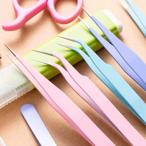 Puzzle bead tool tweezers, stainless steel tweezers for nail art and eyelash extensions, sharp-point tweezers, curved tweezers, DIY craft tweezers