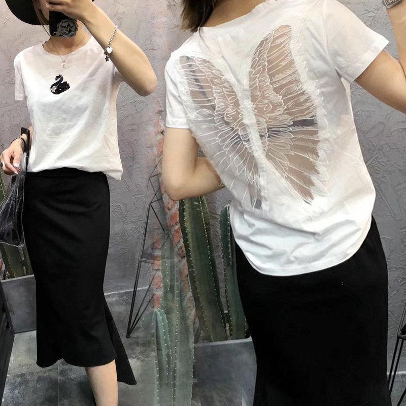 Short-sleeved T-shirt Women's Summer 2020 Summer New Korean-style Back Hollow-out Students Korean-style Top ins Base Shirt