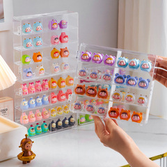 跨境 小萌粒珠盲袋收納盒泡泡瑪特公仔食玩小擺件展示透明置物架