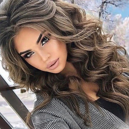 Eurasian cross-border long curly synthetic fluffy brown wig wholesale from Yiwu Factory