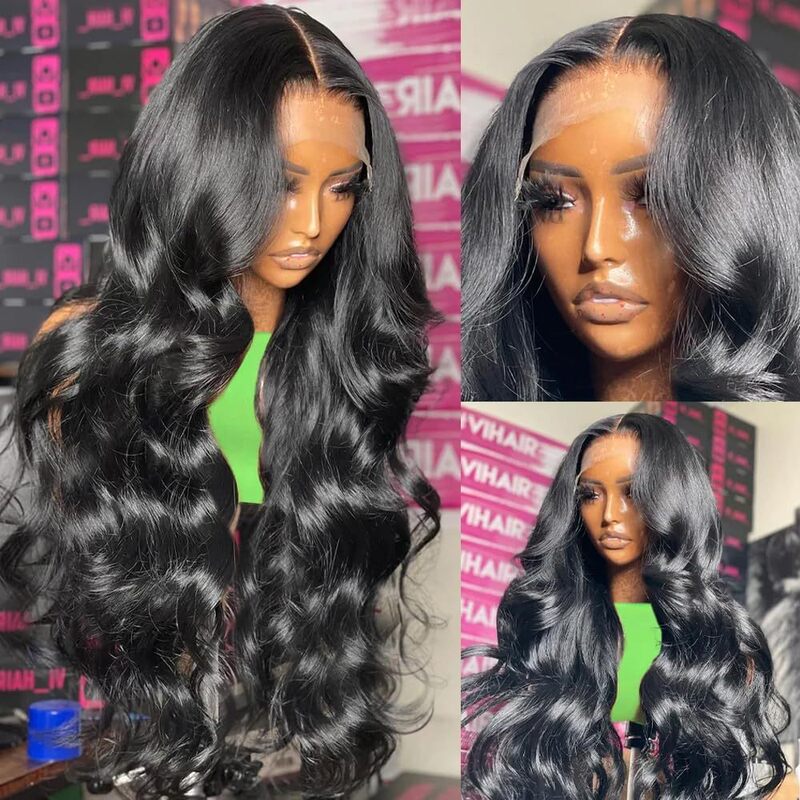 13X4 Lace Wig Lace Front Wig Real Human Hair Free Parting Large Waves Factory Ready Stock Fast Delivery
