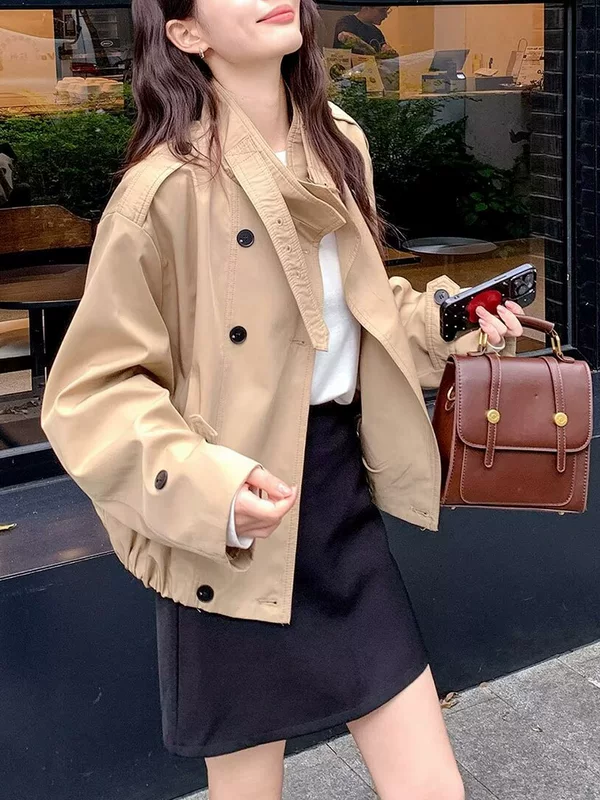 Хаки осеннее trench coat, куртка для отдыха, люкс, оверсайз, для подростков
