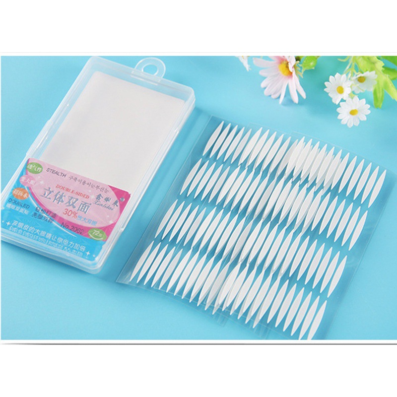 Transparent invisible double-sided adhesive beginner breathable double eyelid sticker fiber strip large small size olive 72 pairs