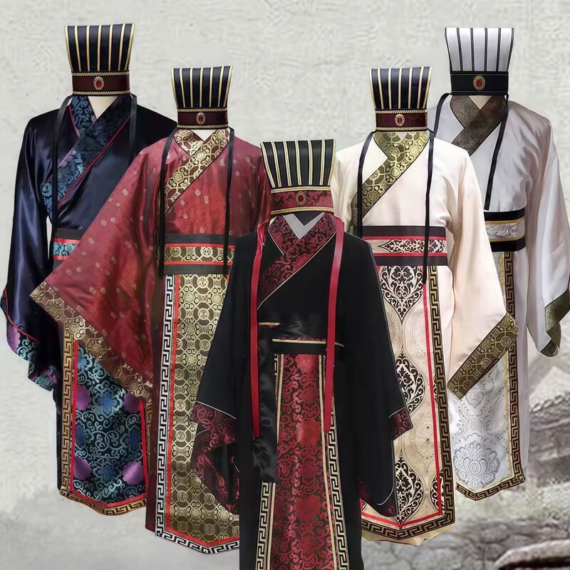 Hanfu Costumes for Men from the Three Kingdoms, Spring and Autumn, and the Han Dynasty, Ancient Chinese Official Attire, Tang Dynasty, and Qin Dynasty