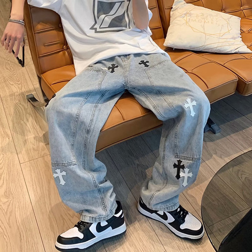 Men's Hong Kong Style Ins Trendy Brand Wide Leg Casual Trousers Men's Droopy Straight Leg Pants Men's Pants In Stock Wholesale