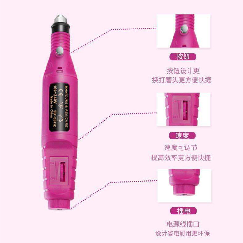 Pulidora de uñas eléctrica tipo bolígrafo, mini pulidora de uñas portátil USB, removedor de esmalte de uñas