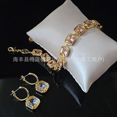 施家新款多巴胺水晶手链流光棕晶色高级时尚感欧美风跨境饰品