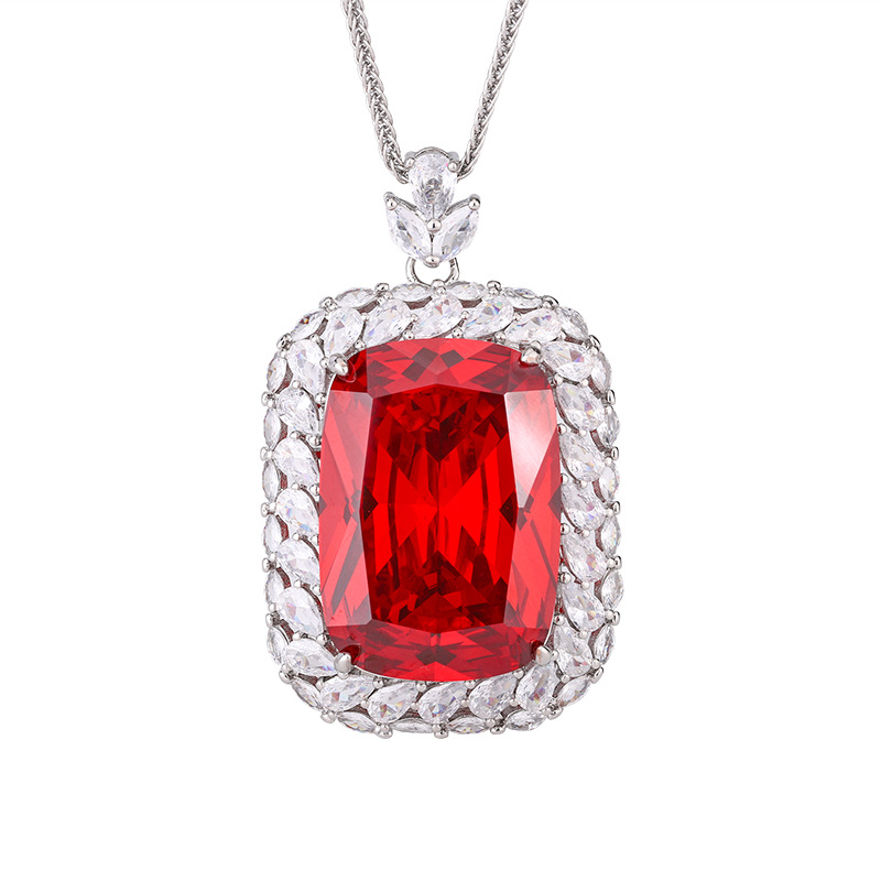 2024 Nuevo producto Zhuang Shengsheng Joyas Fondo de cobre chapado en oro Moda Imitación Color Treasure Temperamento Collar Collar Piedra principal 20*28