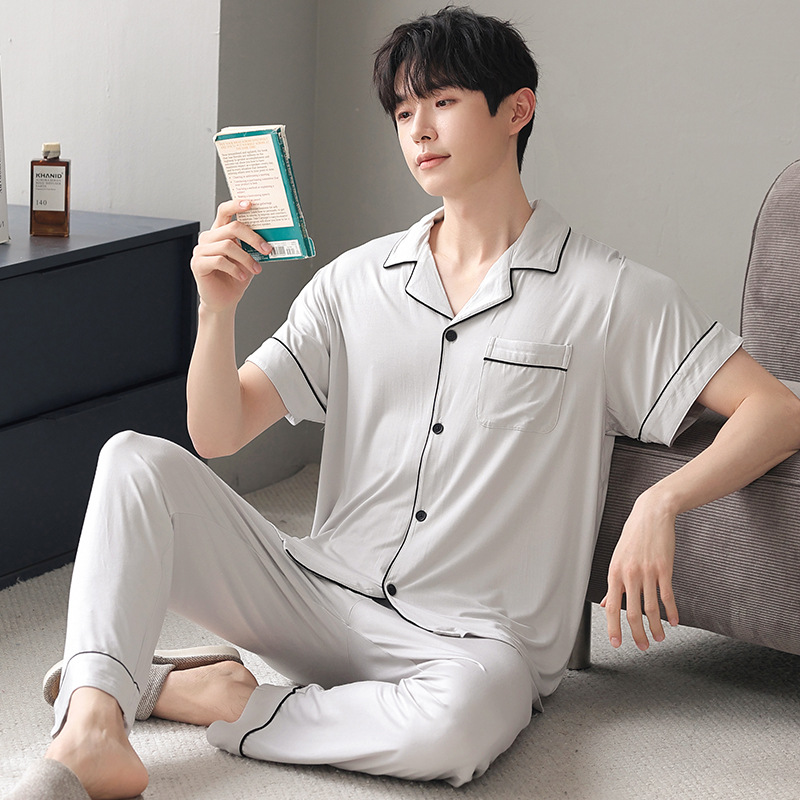 Pijamas de los hombres verano modal algodón pantalones manga corta más tamaño pijama cardigan Delgado desgaste del hogar traje casual