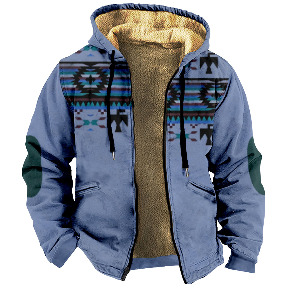 Patrón transfronterizo europeo y americano Impresión 3D Impresión digital Suéter con capucha Forro marrón Chaqueta acolchada de algodón