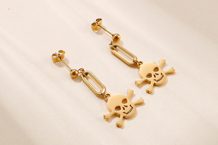 Titanium Steel 18K Gold Plated Fashion Skull No Inlaid display picture 4