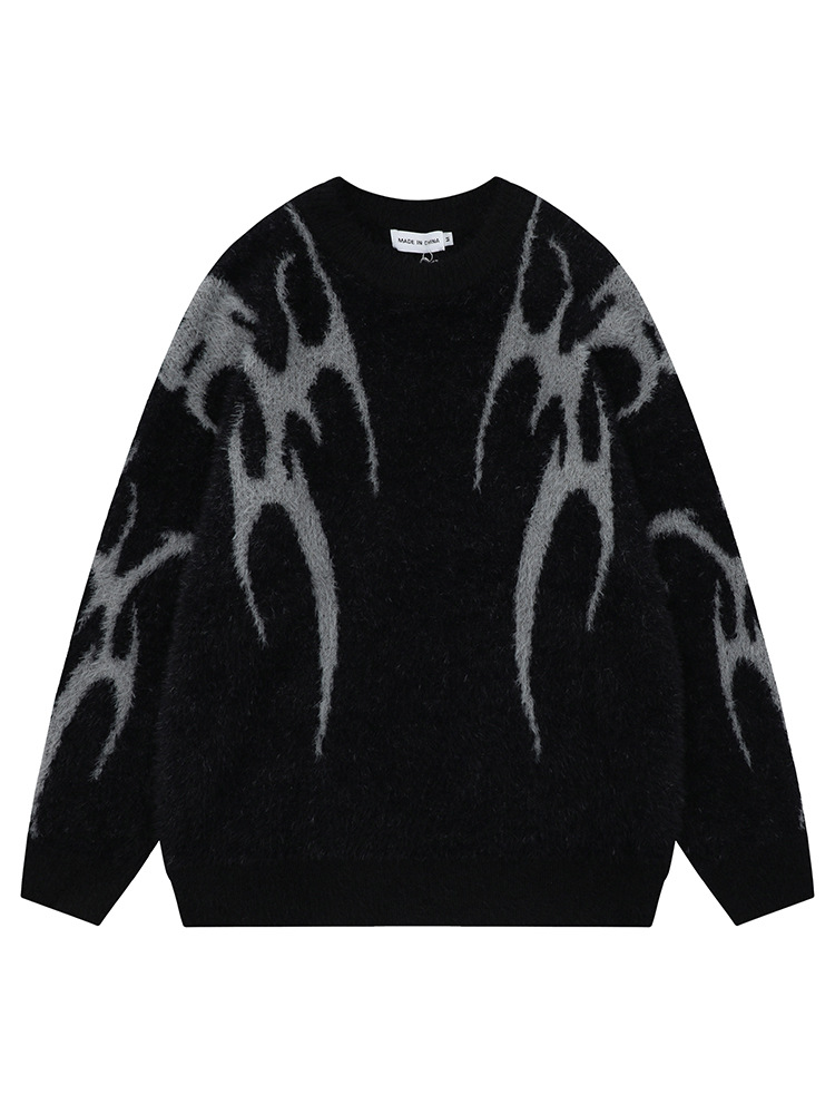 ファッションブランドの紳士服の暗いイバラの羽の肩のジャカードのデザイン感のセーターの秋冬の柔らかいモチモチはミンクの毛のメリヤスのクールに似せます。