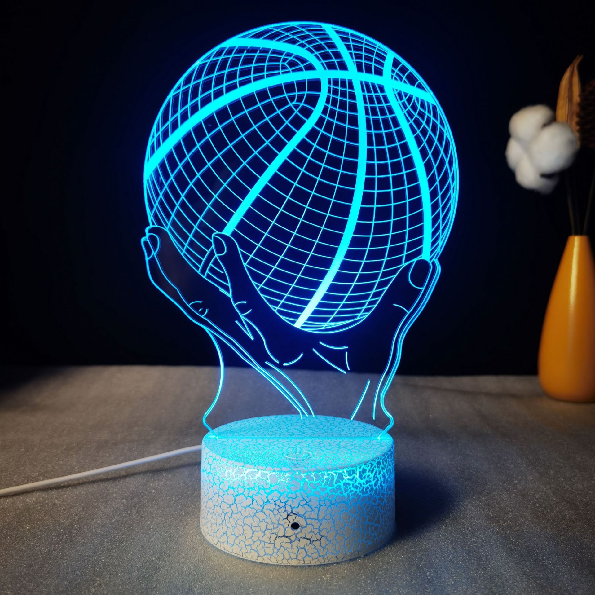 Basketball, Football, Stereo 3D Night Light, Golf, Baseball, Bowling, Ice Hockey, Tennis, Volleyball, Olive Atmosphere Table Lamp