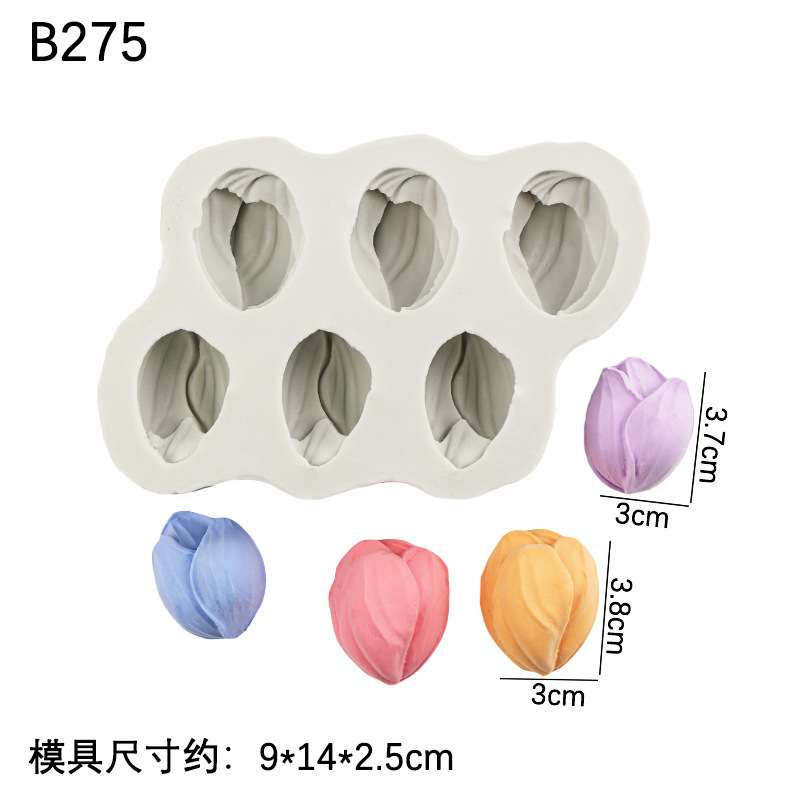 Raspador flor tulipán flor hoja molde de silicona pastel de bricolaje decoración chocolate horneado pétalos molde de hoja