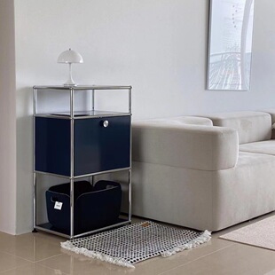 不锈钢usm模块组合置物架网红餐边柜中古收纳柜多功能沙发边柜子-阿里巴巴