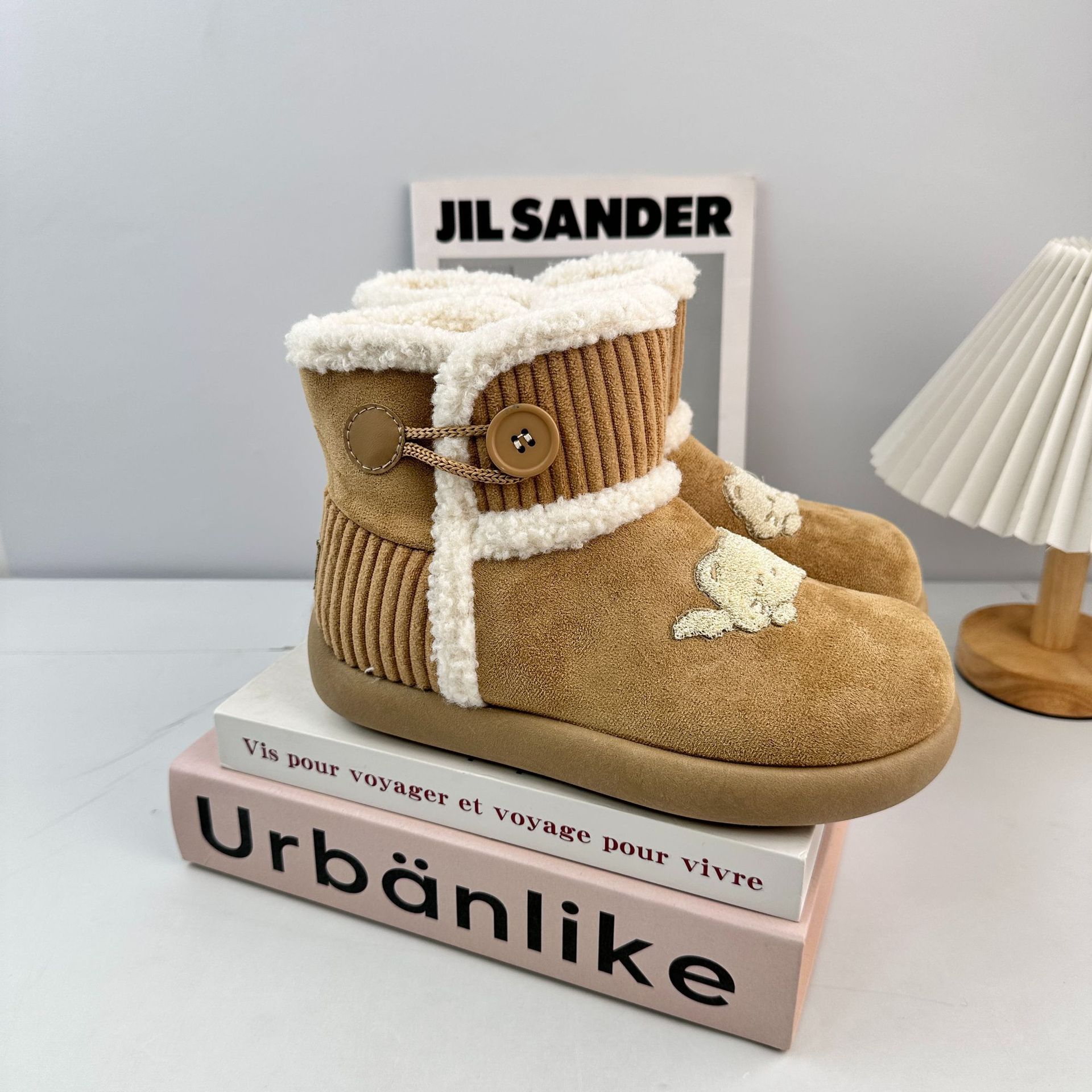 Yuanbo invierno botas de nieve para mujeres 2025 nuevo tipo de terciopelo grueso fondo plano ligero calentamiento coreano zapatos de algodón de mujer