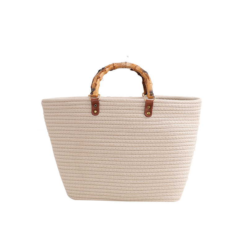 Cuerda bolso de algodón tejido de verano de gran capacidad bolso tejido bolso de rayas sin tirantes de las mujeres bolso tejido