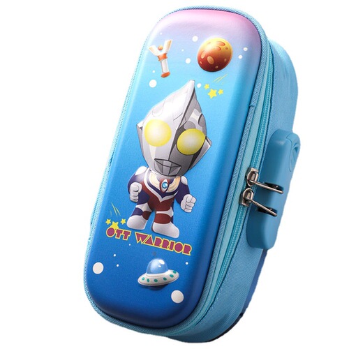 Ultra Man Large Capacity Password Lock Pencil Case 3D Stereo Cartoon Children's School Supplies Box for Boys and Girls