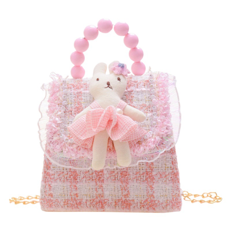 Estilo coreano princesa bolsa de mensajero mini bebé estilo occidental Chanel estilo cadena bolsa pequeña bolsa cuadrada conejito de dibujos animados bolsa de hombro