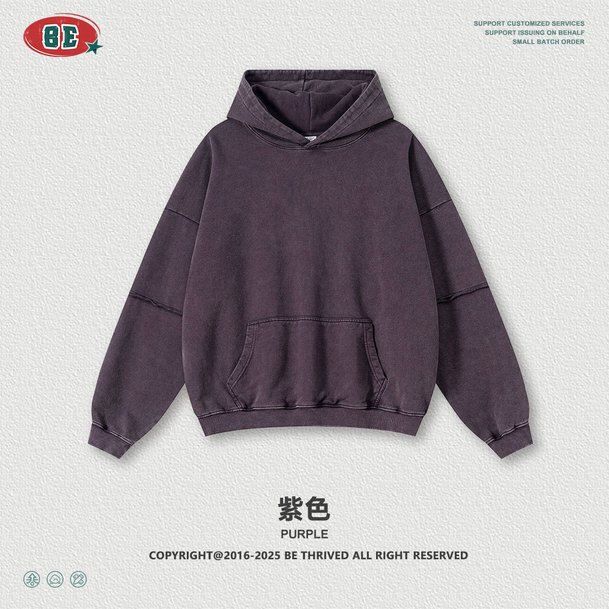BE Men's Wear 2025 otoño americano pesado costura falsa dos piezas retro viejo copo de nieve frito con felpa suéter con capucha hombre image 7