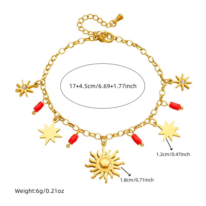 Holiday, Daily Occasion 304 Stainless Steel Material Vacation Simple Style Star 304 Stainless Steel Cable Chain Bracelets In Bulk