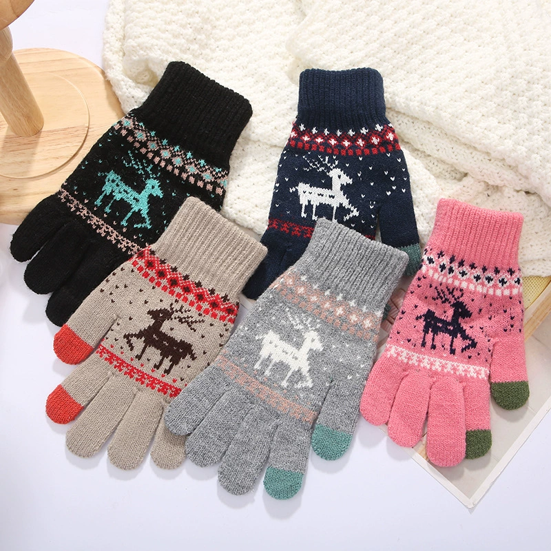 Зимняя новая Корейская версия теплых шерстяных вязаных перчаток на два пальца для велоспорта на открытом воздухе толстые плюс бархатные перчатки оптом