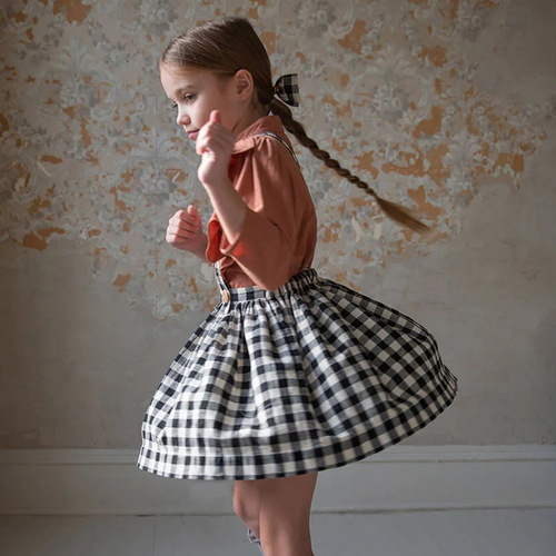 2024 New Children's Classic Black and White Striped Overalls Dress with Adjustable Straps A-line Puff Skirt for Girls