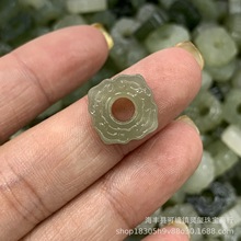 和田玉青海料四祥云直通孔 手工DIY配件小提溜挂件手链玉石批发厂