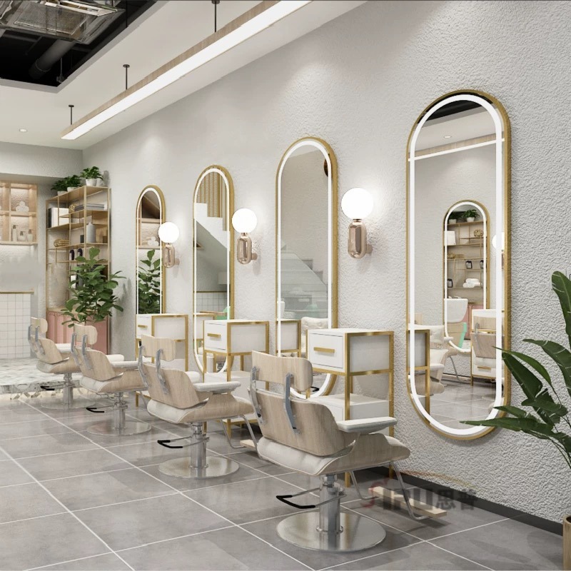 Espejo de Barbería, Soporte para Espejo de Salón de Belleza, Espejo Moderno para Tintes y Permanentes, Espejo de Pie de Cuerpo Entero para Peluquería, Estable.