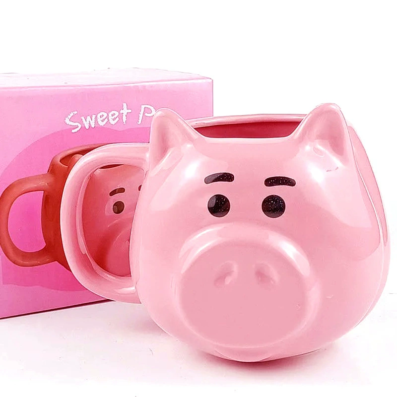 Керамическая Pink Pig кружка, креативная мультфильмовая чашка, 301–400 мл, милый 3D дизайн морды