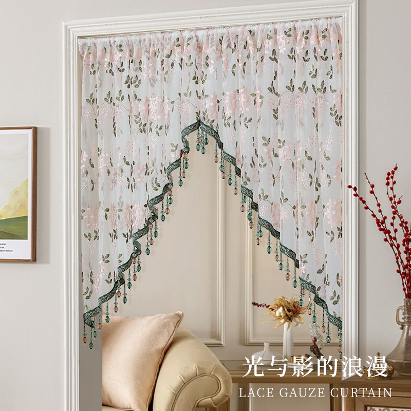 French-Style Door Curtain with Vintage Heavy Embroidery Lace, Short Curtain with Ambiance, Half Curtain, No-Drill Door Curtain, Corridor Door Partition Curtain French-Style Door Curtain with Vintage Heavy Embroidery Lace, Short Curtain with Ambiance, Half Curtain, No-Drill Door Curtain, Corridor Door Partition Curtain