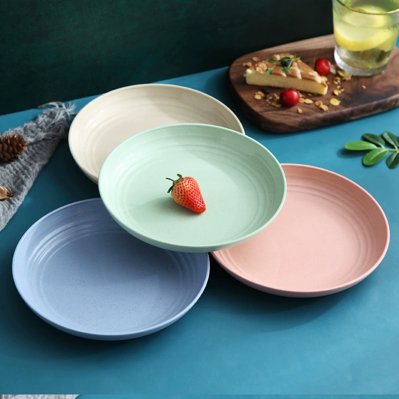 Yimai YuXin Nordic Wheat Straw Plate – Large Fruit & Vegetable Dish, Plastic, 4 Colors