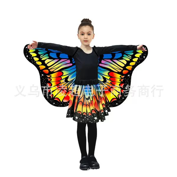 Little Butterfly Dress New Arrival Big Butterfly European and American Strap Butterfly Cloak Children's Version Butterfly Dance Dress suit