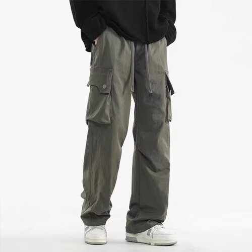 American Street Work Pants for Men - Summer 2025 New Arrival Loose Drawstring Parachute Pants Wide Leg Sports Casual Long Pants