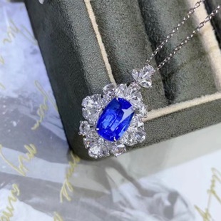 10 old factory a generation of 18k gold natural cornflower sapphire pendant diamond necklace girls gift