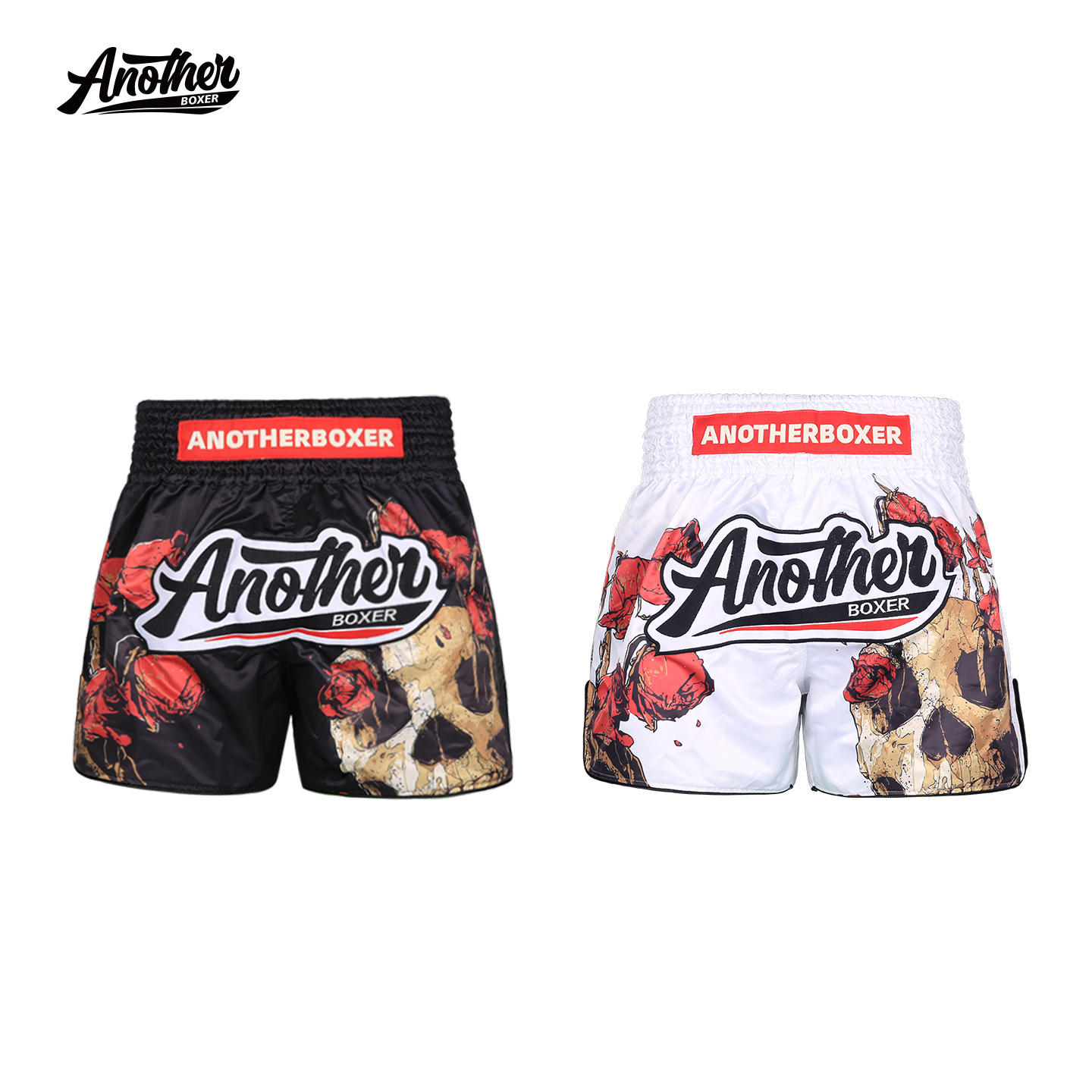 ANOTHERBOXER new skull rose boxing and kickboxing uniform, professional competition shorts for combat sports