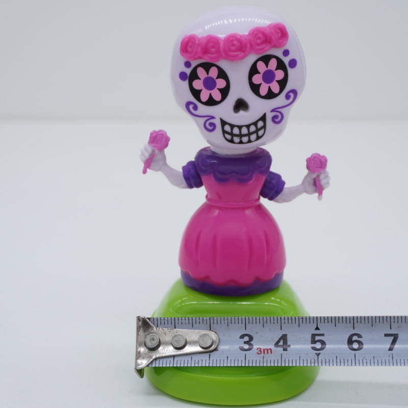 新万圣节批发车载饰品 创意摇头卡通花脸女公仔太阳能汽车摆件礼品详情7