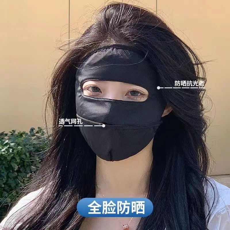 Physical Facial Sunscreen Mask Face Gown Face Mask Full Face UV Protection Sunshade Gadget for Women Ice Silk Face Cover