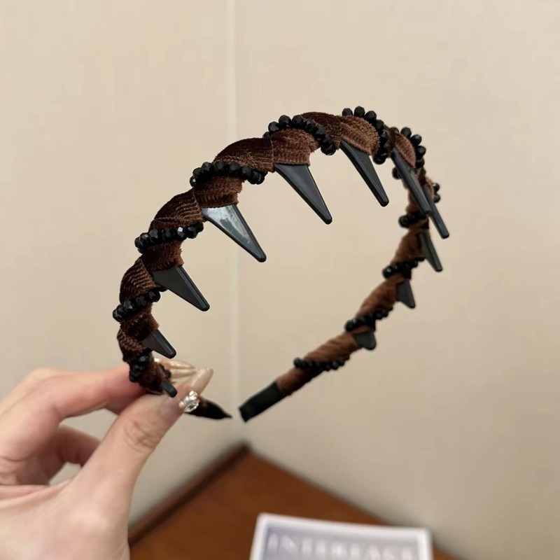 复古黑色格纹头饰发箍高级感轻奢头箍高颅顶带齿女洗脸专用防滑|undefined