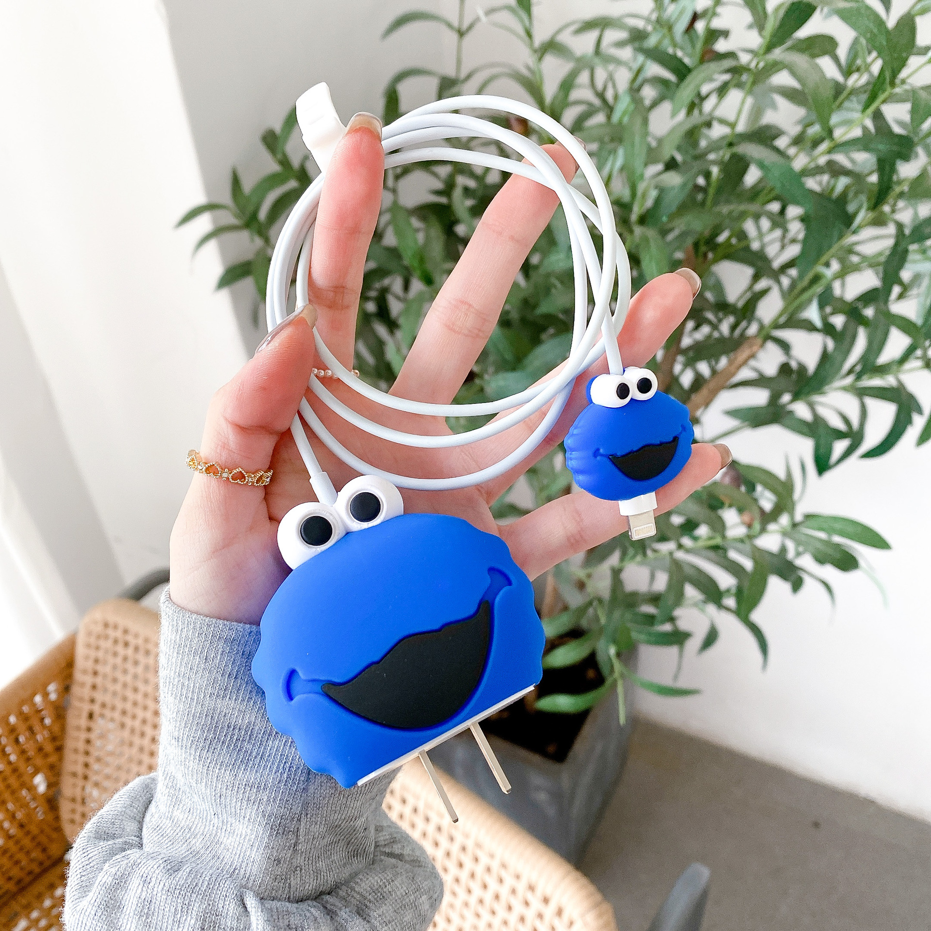 Sesame Street azul (cabeza grande y pequeña + tubería de línea de color de 1,4 M + cinta)