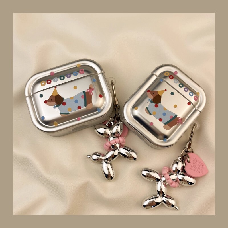 Ins Electroplated Colorful Polka Dot Dachshund Dog Airpodspro Protective Cover Airpod4 Suitable for Apple Earphones Soft Case Ins Electroplated Colorful Polka Dot Dachshund Dog Airpodspro Protective Cover Airpod4 Suitable for Apple Earphones Soft Case
