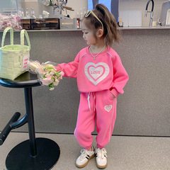 女童套裝春裝2024新款洋氣女寶寶春款衣服春季兒童衛衣衛褲兩件套