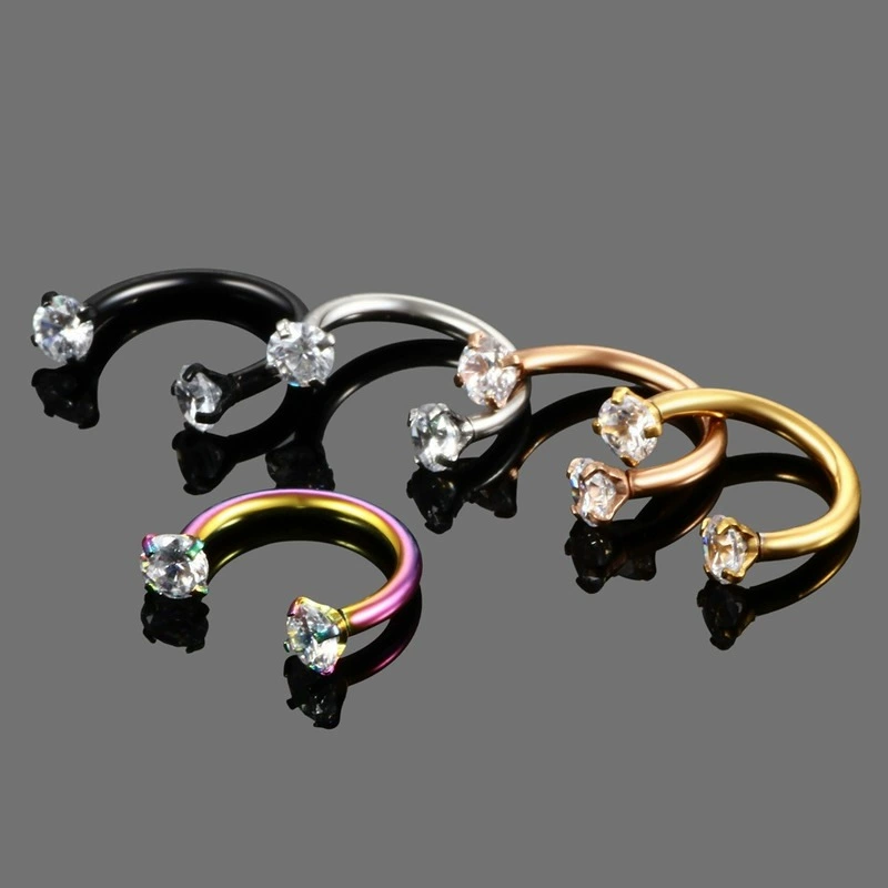Серебряные серьги из нержавеющей стали, цирконы, пирсинг,