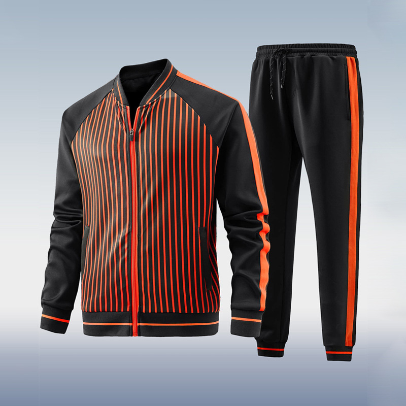 2023 Otoño e Invierno transfronterizo nuevo traje de chaqueta con cremallera para hombre Amazon pantalones de manga larga collar de dos piezas conjunto